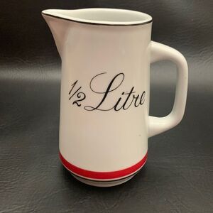 SPAL Porcelanas Portugal 14 White Red Black 1/2  Litre Milk Cream Sauce Pitcher